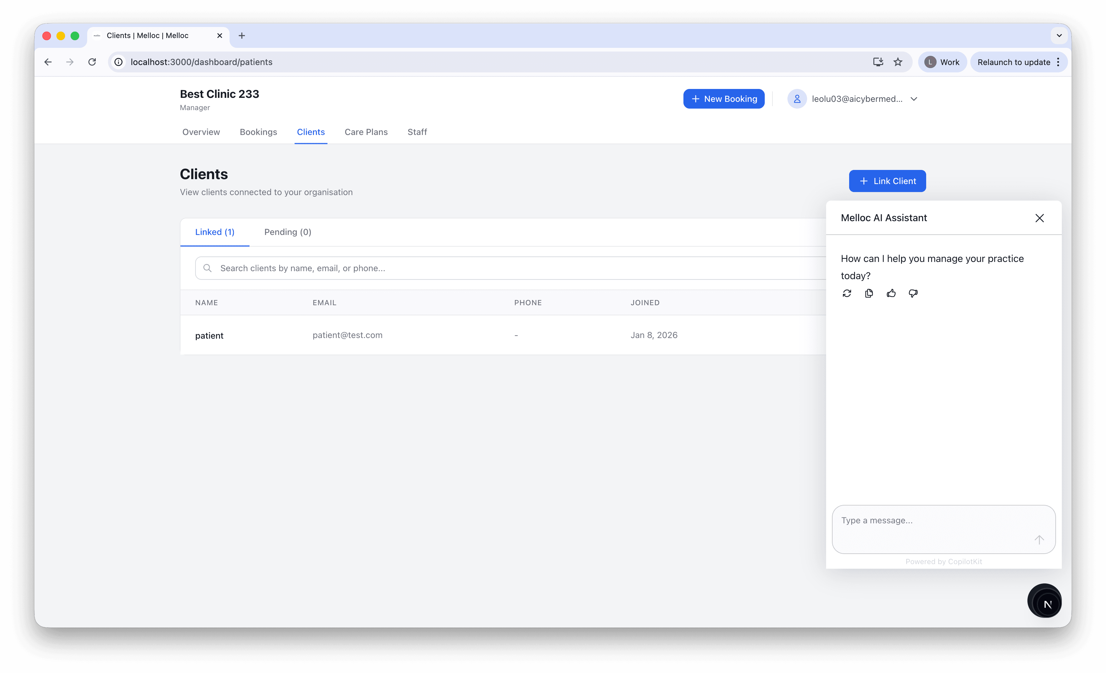 Client Management Dashboard