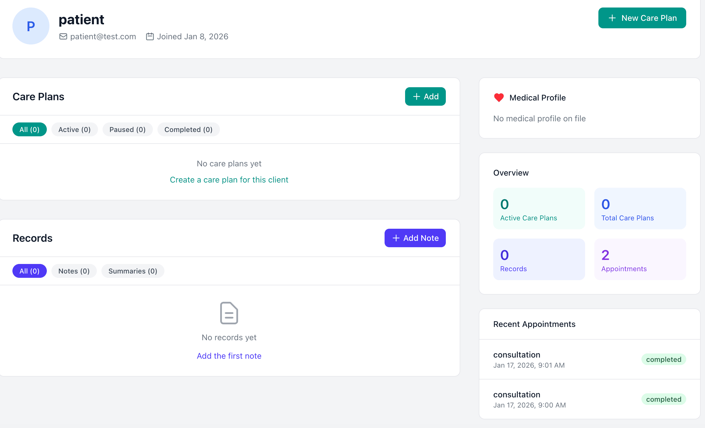 Client tracking and management interface